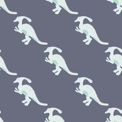 Turquoise with pink dinosaur seamless pattern.