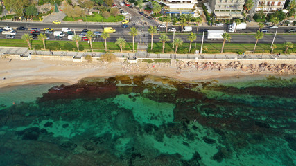 Aerial drone photo of Floisvos or Flisvos a seaside famous area of South Athens riviera, Attica, Greece