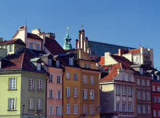 Obraz premium Warsaw Poland - June 2010: Old Town, tenements on the Castle Square