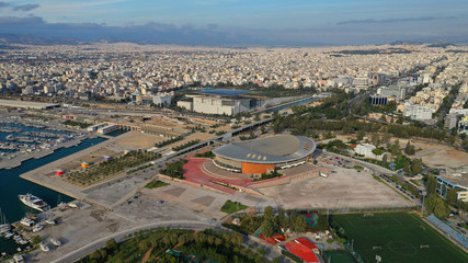 Aerial drone photo of famous port and Marina of Faliro or Phaleron in South Athens riviera, Attica,...