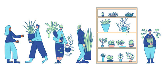 House plant lover concept Hand drawn vector flower