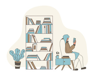 Obraz premium Reading a book concept. Vector color design.