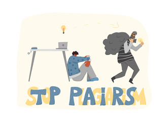 Plagiarism concept. Vector hand drawn property set