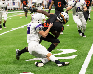 Football player in action during a game in South Texas