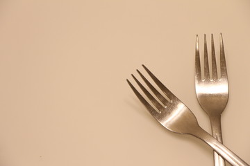 The pair of fork on the white background