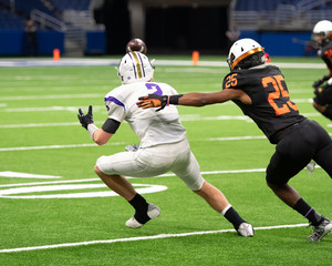 Football player in action during a game in South Texas