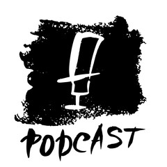 Podcast text. Logo emblem. Vector color design.