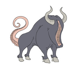 imaginative monster bull illustration