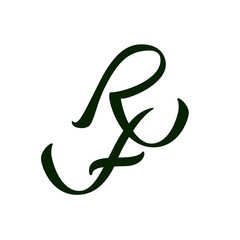 AR - isolated monogram, calligraphic logo template. Creative vector logo design. White background.