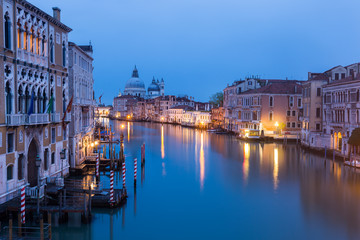 Famous view over grand canal in Venice from the Academia Bridge, Ponte dell'Accademia at dawn