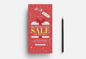 Boxing Day Sale Card Layout with Red Winter Theme