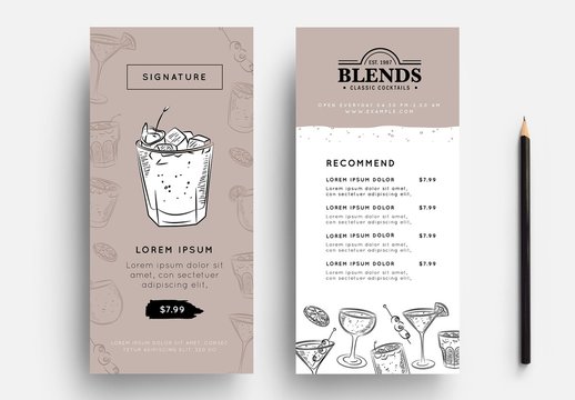 Illustrated Cocktail Menu Flyer Layout