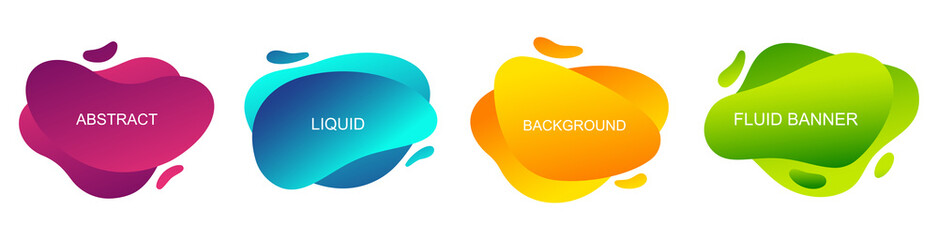Abstract banner. Liquid shapes with gradient set. Vector