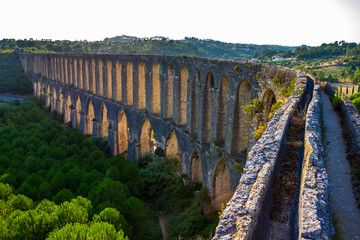 panoramic view of an aqueduct in Tomar, Portugal