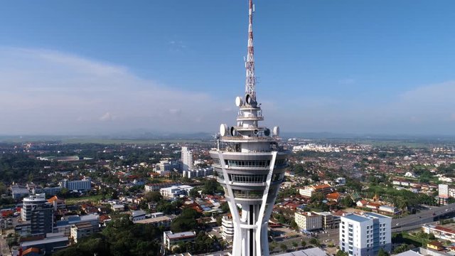 Aerial 4k footage of Alor Setar tower.The Alor Setar Tower is 166 m tall and is the main telecommunications tower in the Malaysian state of Kedah.