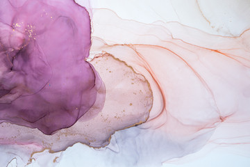 Alcohol ink sea texture. Contemporary art. Abstract art background. Multicolored bright texture. Fragment of artwork. Modern art. Inspired by the sky, as well as steam and smoke. Trendy wallpaper.