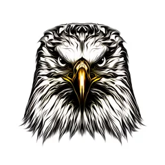 Fototapeten Eagle head black and white illustration on white background, digital art  © reznik_val
