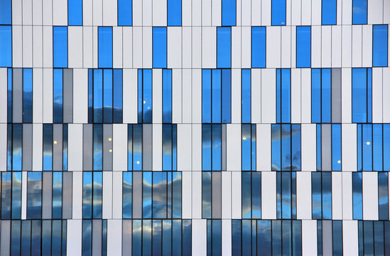 Exterior of modern building with repetitive texture, facade detail