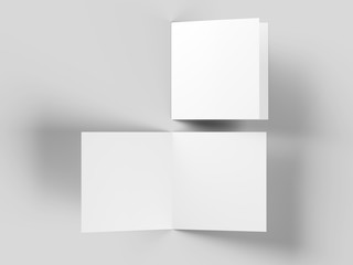 Brochure in square format folded to two - mockup. 3d illustration
