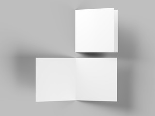 Brochure in square format folded to two - mockup. 3d illustration