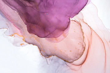 Alcohol ink sea texture. Contemporary art. Abstract art background. Multicolored bright texture. Fragment of artwork. Modern art. Inspired by the sky, as well as steam and smoke. Trendy wallpaper.