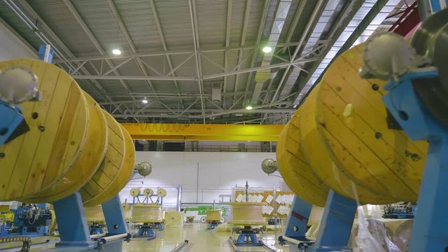 Overall shot of production workshops of large modern industrial enterprise. The overall plan of heavy industry plant or factory