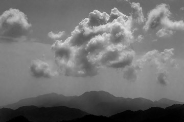 black and white clouds in the sky