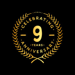 9 years design template. 9th vector and illustration.