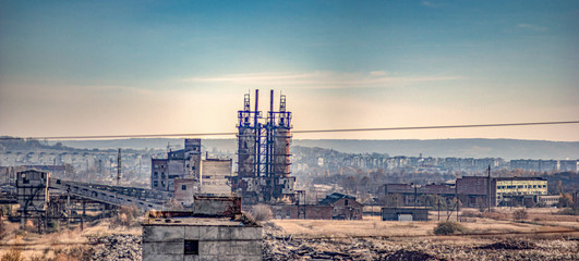 Panorama of the industrial area in the fall afternoon