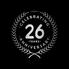 26 years design template. 26th vector and illustration.
