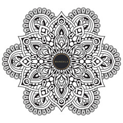 Black and white mandala vector isolated on white. Vector hand drawn circular decorative element.
