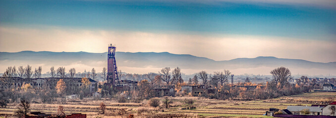 Panorama of the industrial area in the fall afternoon