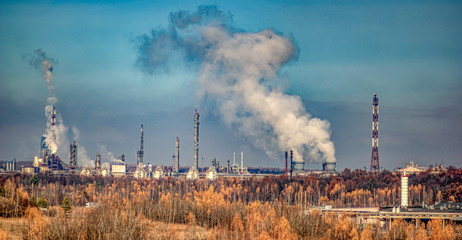 Panorama of the industrial area in the fall afternoon