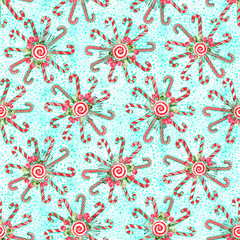 Holiday peppermint candy cane background, Christmas seamless pattern