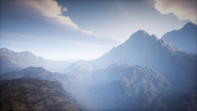 Volcano Crater Landscape with Fog