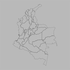 Colombia political map outline vector. Gray background.