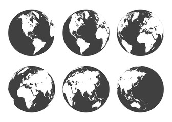 Set of Planet Earth globes icons in a flat design