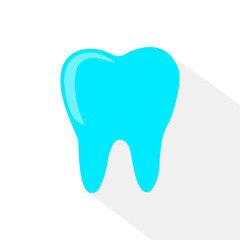 blue tooth. Simple icon with long shadow on a white background.