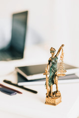 Statue of Themis on a white background