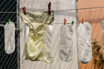 Cloth Diapers Hanging in the Sun to Dry