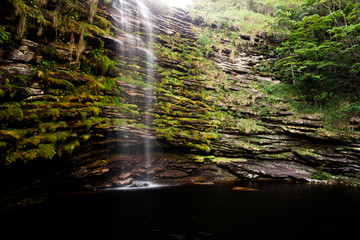 Fototapeta na wymiar Palmital Waterfall, located in the Chapada Diamantina National Park. Bahia Brazil