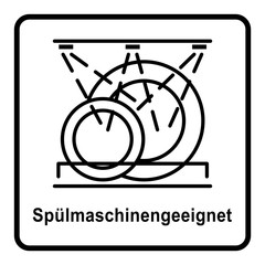 gz614 GrafikZeichnung - german - Spülmaschinengeeignet Symbol mit Text. simple template isolated on white background - square - xxl g8768