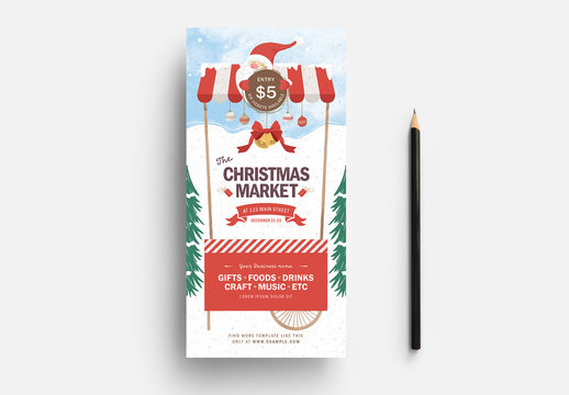 Christmas Markets Card Layout with Festive Stall