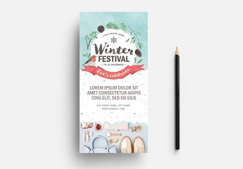 Winter Festival Flyer Layout with Snowy Scene