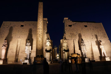 Luxor Temple by night at Luxor, Egypt