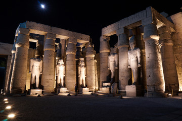 Luxor Temple by night at Luxor, Egypt