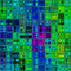 Glossy colorful blue green cubes squares chceckered decorative surface design texture