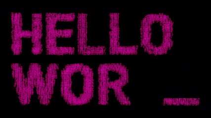 Technology clip with the words hello world made from 100s of number sequences