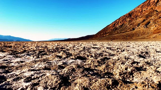 Death Valley the driest and deepest place. No water just salt.
