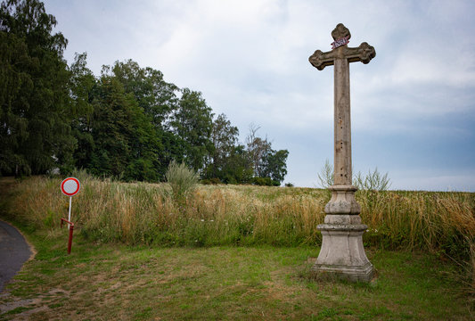 Cross in a field near Telc, Czech Republic